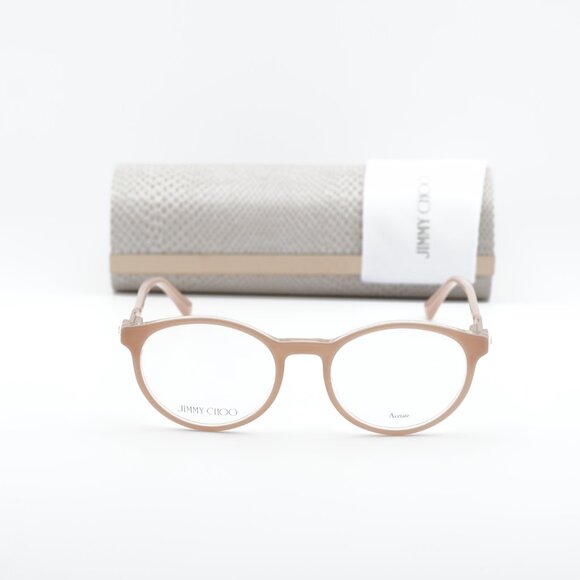 Jimmy Choo JC272 08XO 00 Round 49mm Eyeglasses - Pink on Crystal - Picture 4 of 11